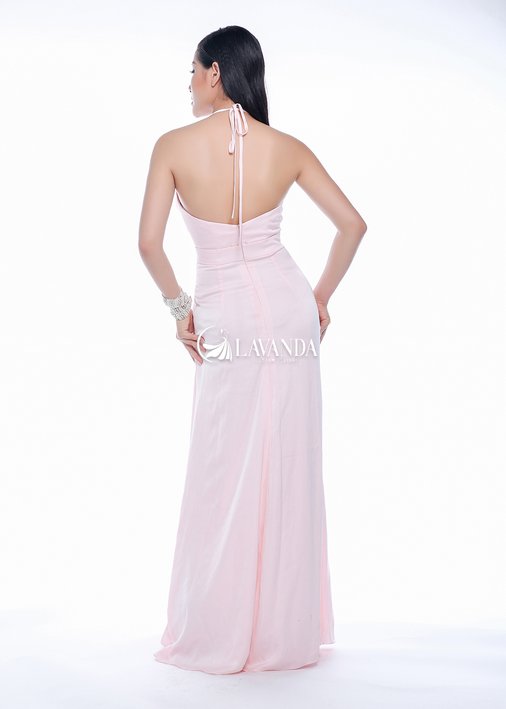 SILK SATEEN SPAGHETTI STRAP WITH SPLIT DRESS