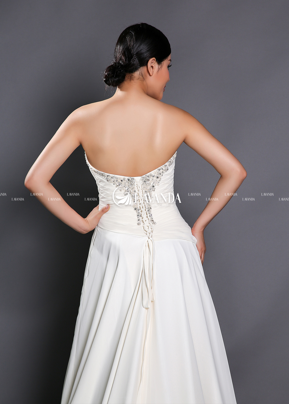 Pleated & Beaded Bodice With Corset Back Wedding Dress