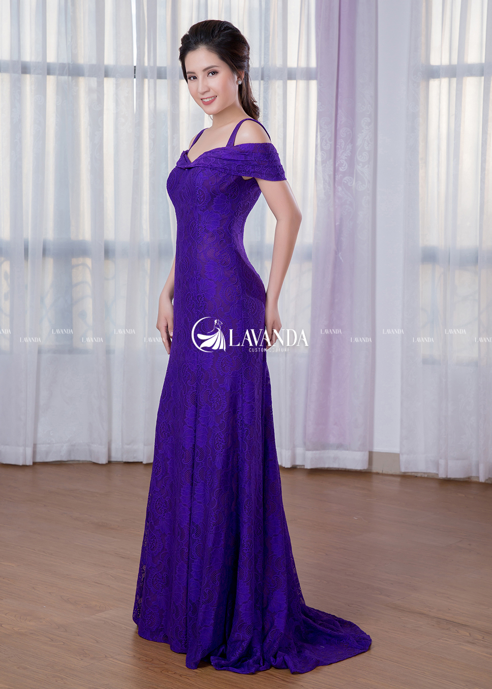 OFF SHOULDER LACE BRIDESMAID DRESS