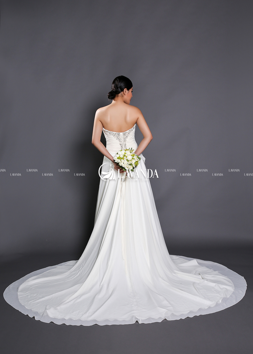 Pleated & Beaded Bodice With Corset Back Wedding Dress