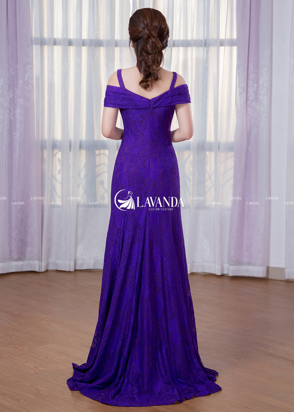 OFF SHOULDER LACE BRIDESMAID DRESS