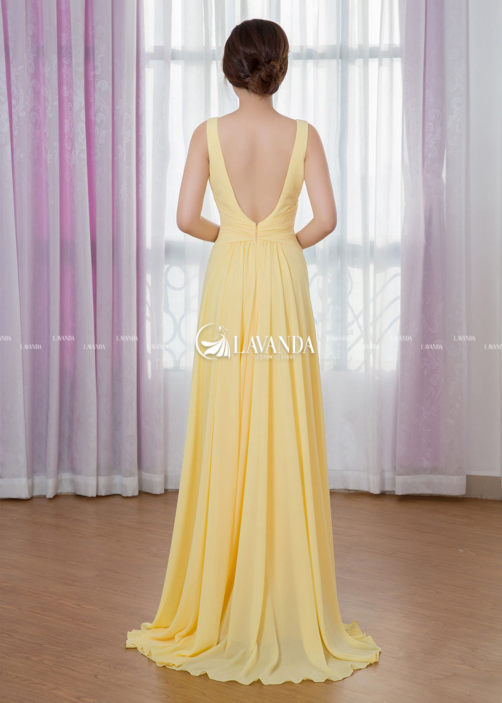 EMPIRE WAIST PLEATED CHIFFON DRESS