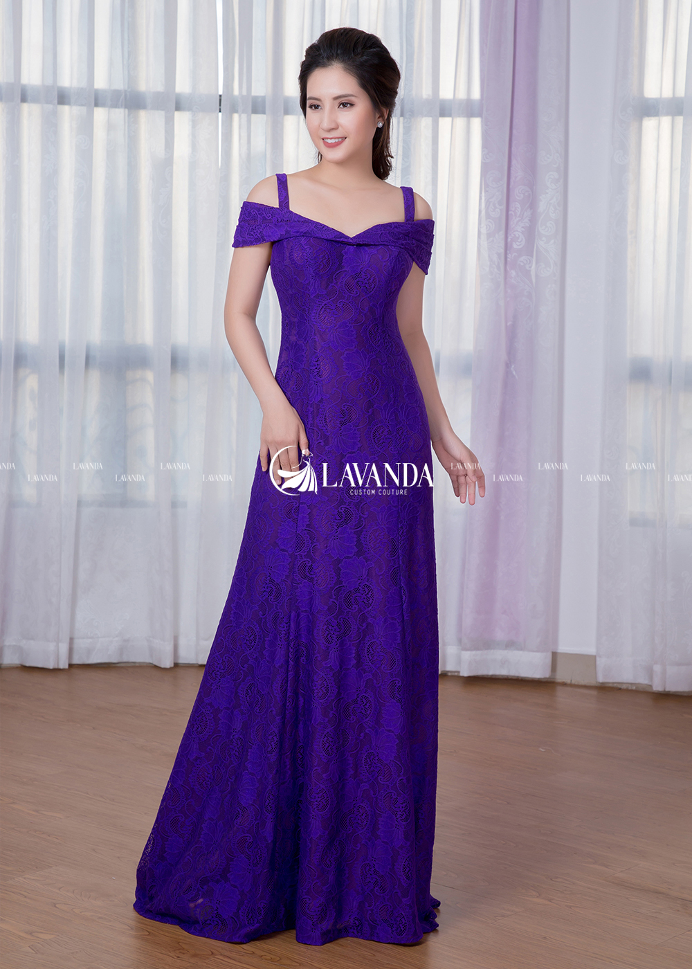 OFF SHOULDER LACE BRIDESMAID DRESS