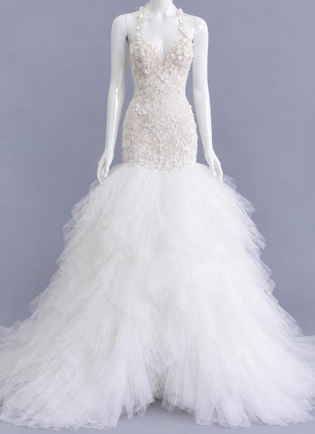 Fit-and-Flare Wedding Dress with Tulle ruffles